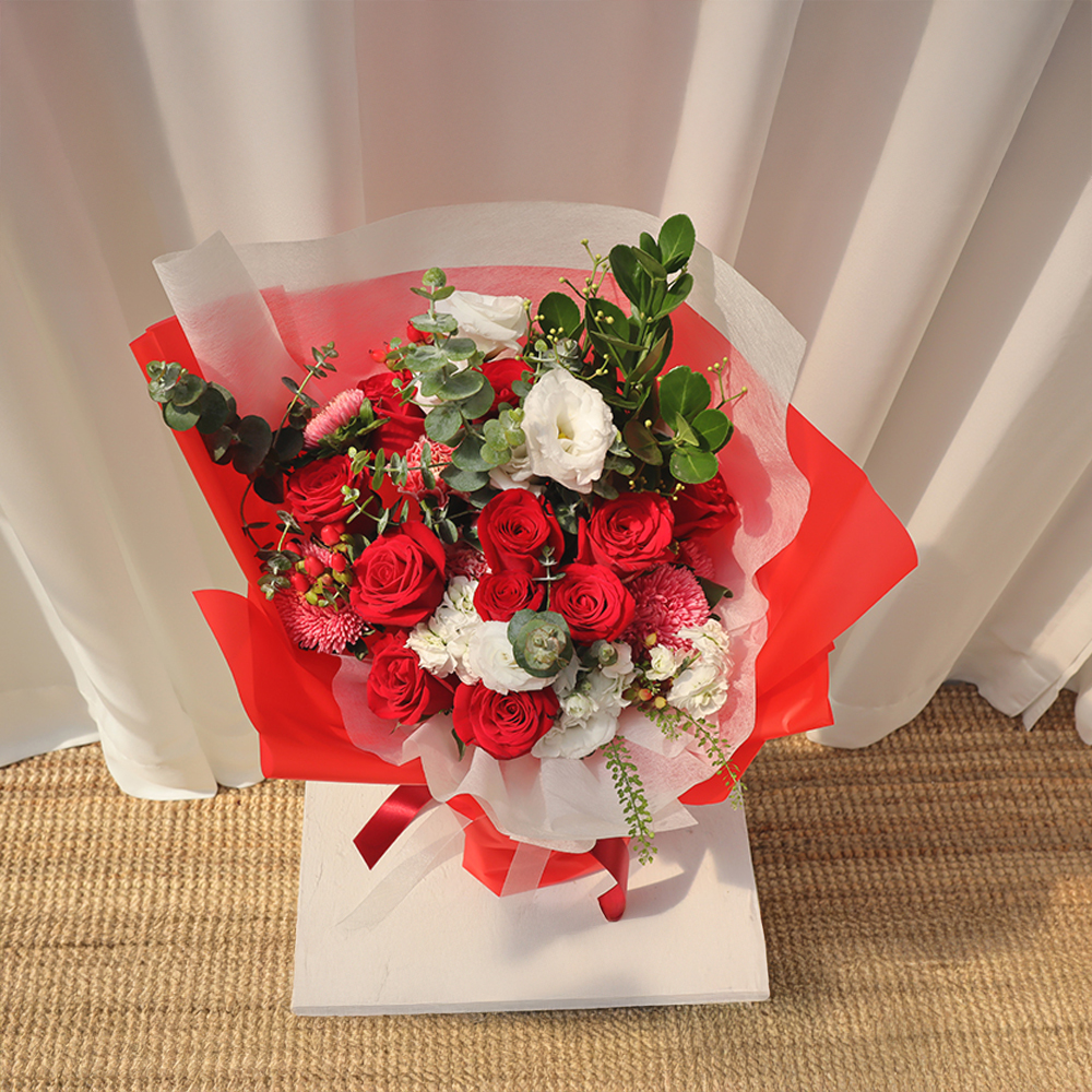 레드 빨간 로즈 장미 톤온톤 플라워 꽃다발 생화 꽃바구니 생일 기념일 프로포즈 전국꽃배달