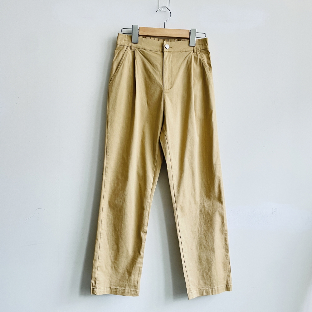 여성면바지 치노팬츠 뒷밴딩 핀턱 하이웨스트 스판 봄 가을 팬츠 - 상세 이미지 5