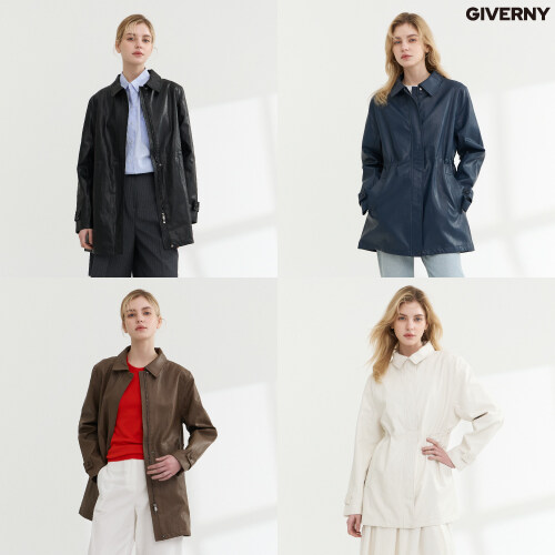 (런칭가 59,900원)(지금 입기 딱!) 25SS 최신상 지베르니 집업 하프 레더 코트