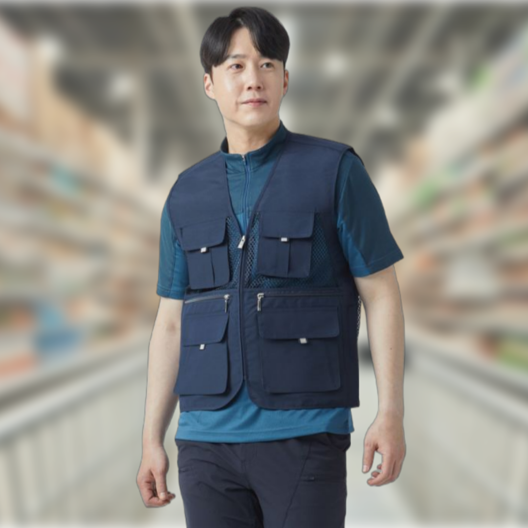 아트윈 A-955 네이비 고급 폴리 타스란 조끼 마트조끼 라이더 현장 작업복 근무복조끼 - 상세 이미지 3