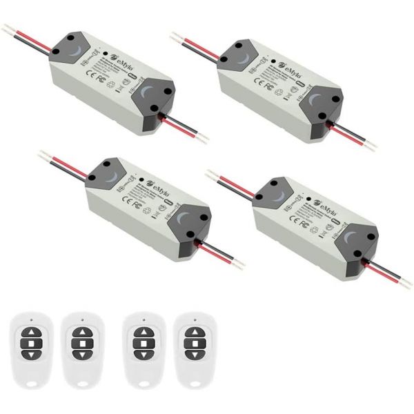 제어 모듈 eMylo 스마트 무선 RF 모터 컨트롤러 스위치 릴레이 DC 12V 리모컨 5V24V 433Mhz 롤링 도어전기 커튼잠 4 PACK DC12V : 양평쇼퍼