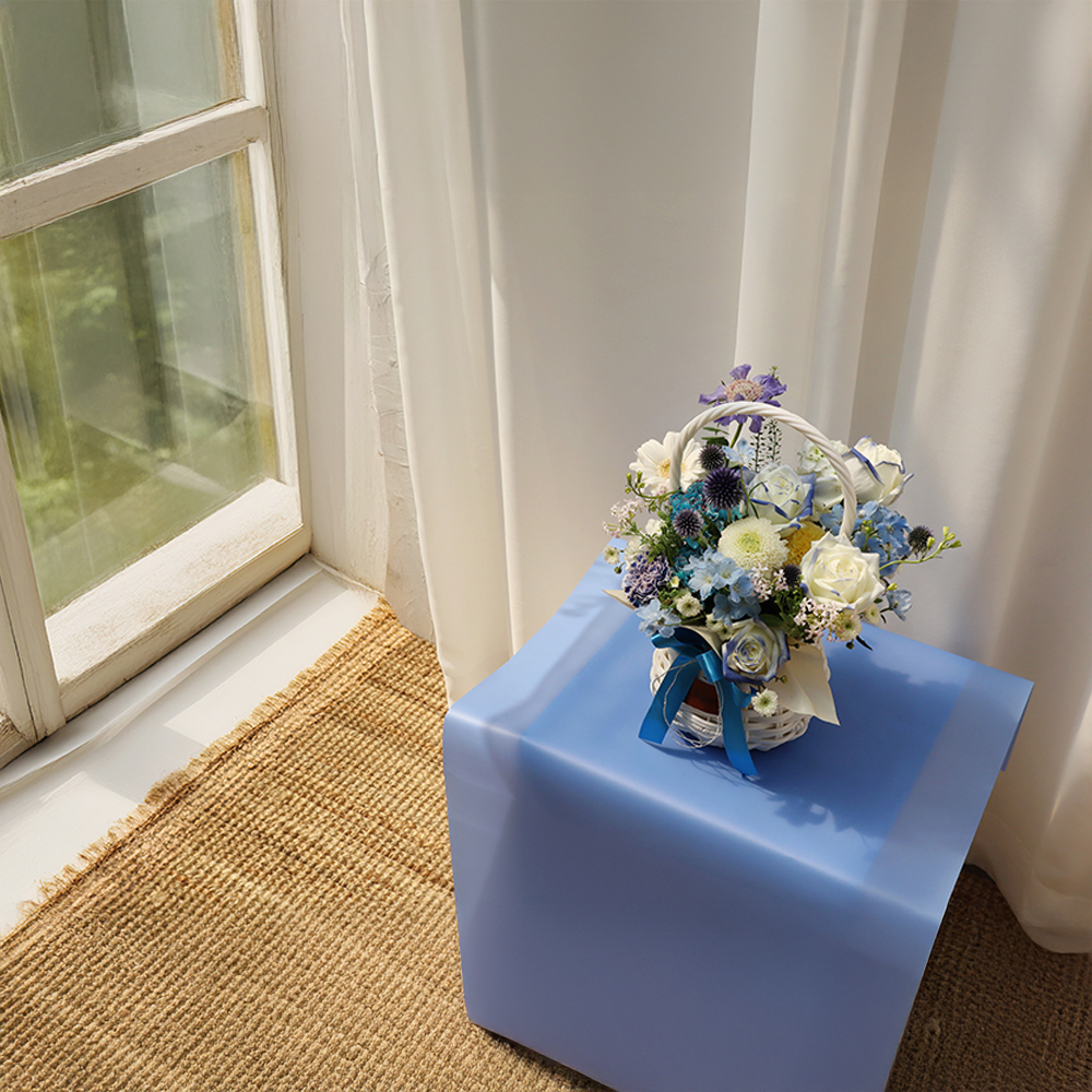 파스텔 블루 파란꽃 톤온톤 플라워 꽃다발 생화 꽃바구니 생일 기념일 프로포즈 전국꽃배달