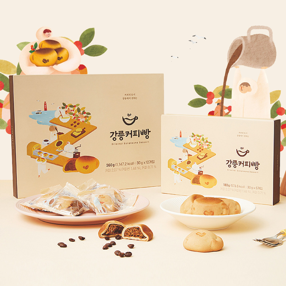 (설미)강릉 커피빵 12개 360g 선물세트 강릉먹거리 만주 강원도특산물 - 상세 이미지 5