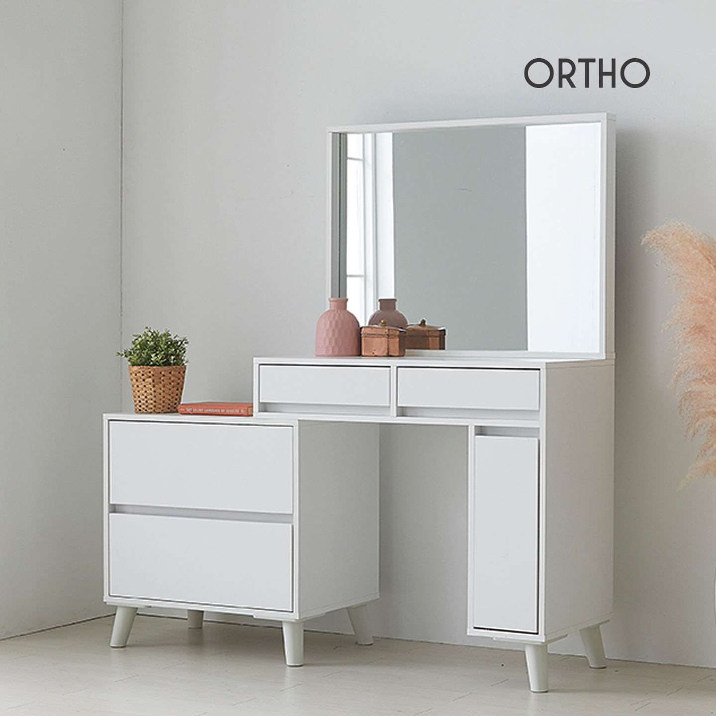 올쏘 레이첼 콘솔 확장형 거울 수납 화장대 서랍장 세트 - 상세 이미지 3