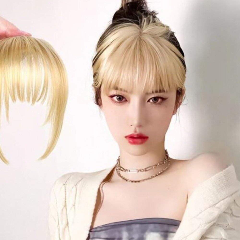 페이크 부분가발 시스루 앞머리 제니 뱅컷 금발 포인트 붙임머리 : 사오커머스