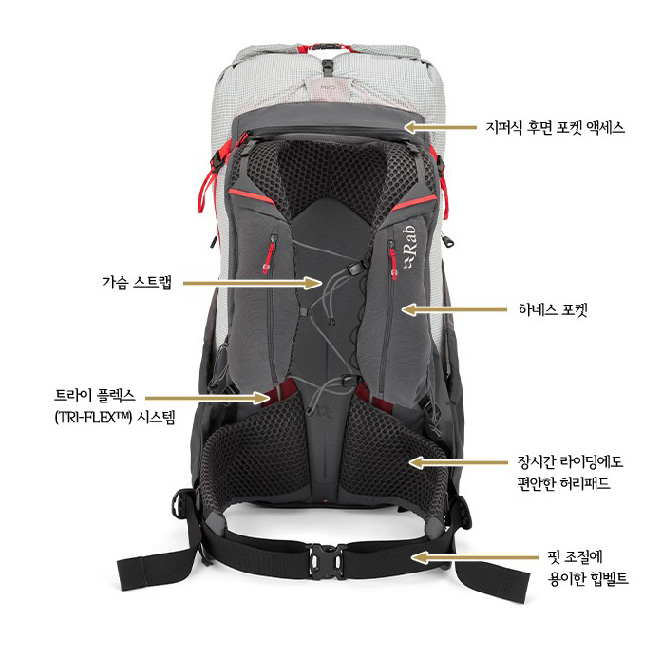 랩 뮤온 40리터 배낭 남성용 중형 백패킹 등산 가방 - 상세 이미지 4