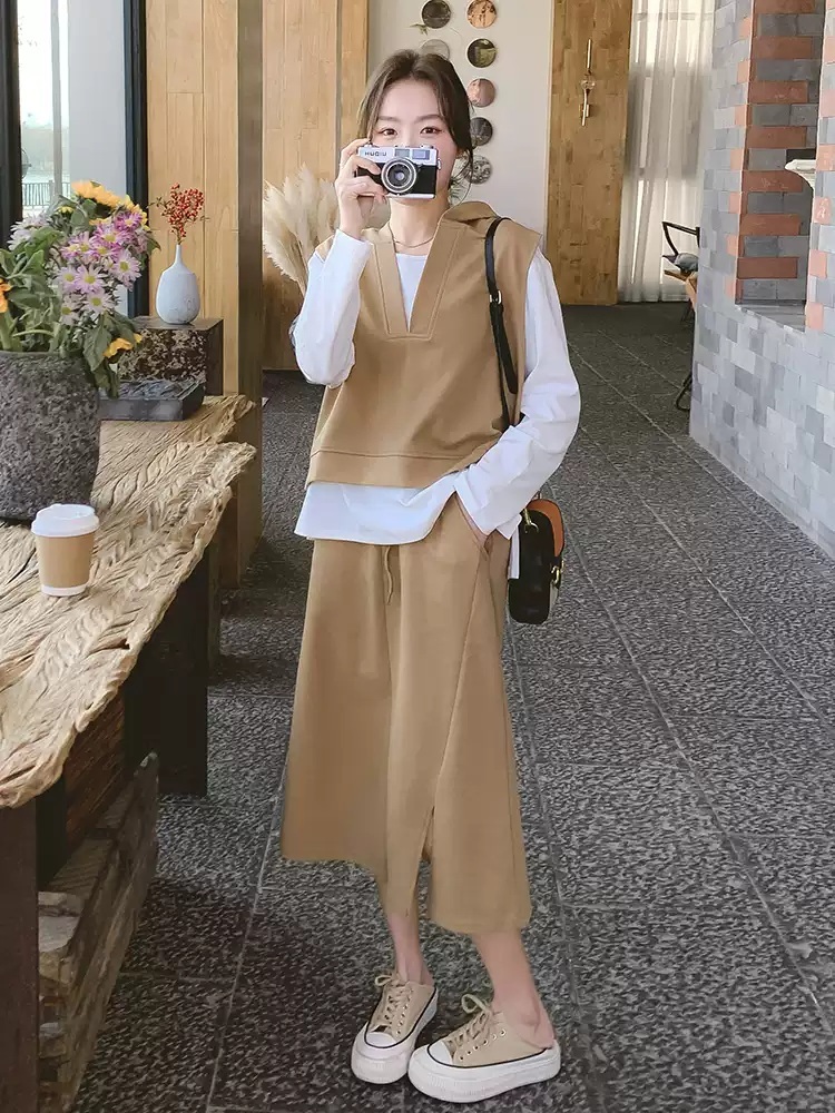 봄가을 루즈핏 레이어드 티셔츠 스커트 트레이닝복 코디세트 3피스 이미지 6