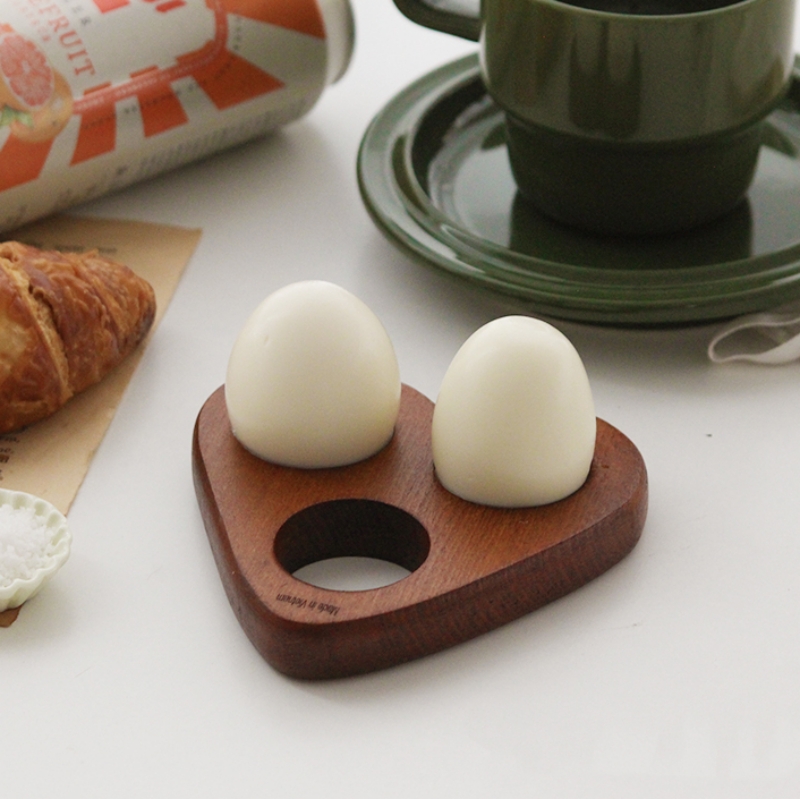 비치우드 옷칠 에그홀더 계란 달걀 보관 트레이 플레이팅 받침대 하트 3구