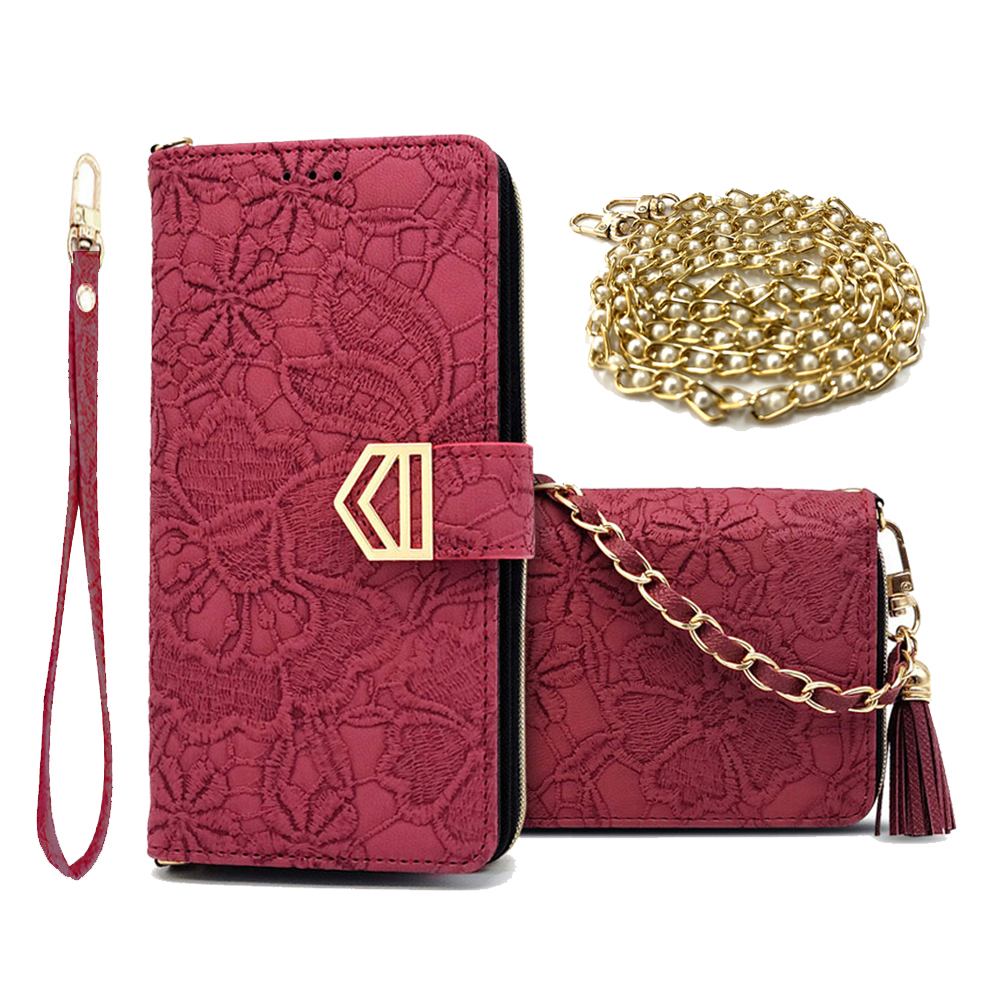 비욜디 스트랩 다이어리 지갑 케이스 레드, 갤럭시S10 플러스 - 상품 이미지