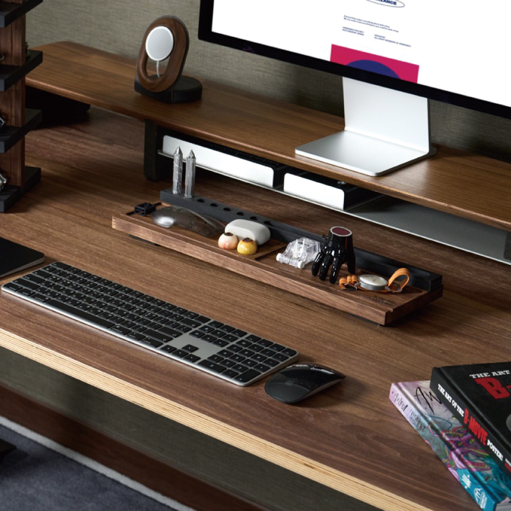 버니언스 모션데스크 2단 우드월넛 2000 듀얼모터 전동책상 무타공 멀티탭 보관함 포함