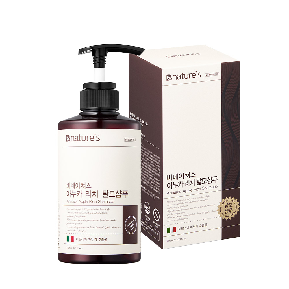 비네이쳐스 아누카리치 탈모샴푸 _ 이탈리아산 아누카사과 탈모완화 두피케어 480ml, 1개 - 메인 이미지