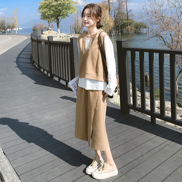 봄가을 루즈핏 레이어드 티셔츠 스커트 트레이닝복 코디세트 3피스 이미지 7
