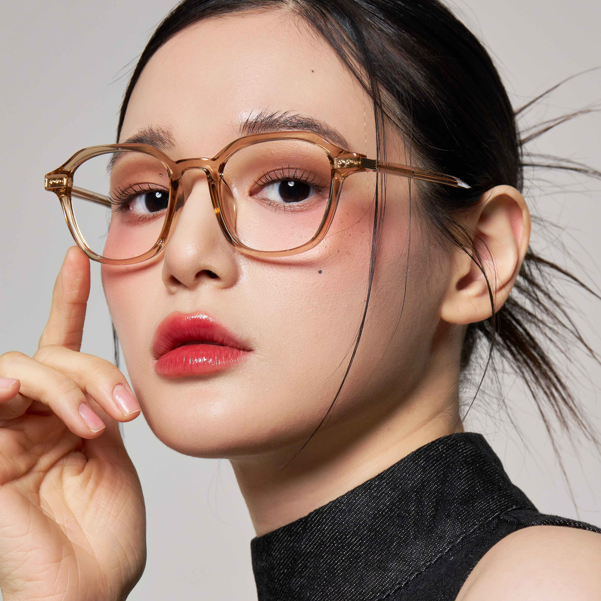 얼굴형에맞는 빅사이즈 투명 뿔테안경 블루라이트차단