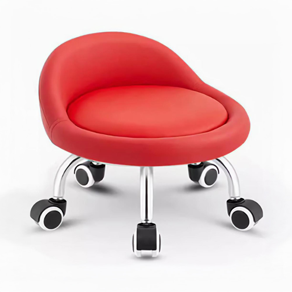 동글뱅이의자 등받이 바퀴달린 이동식 작업 의자 스툴 레드