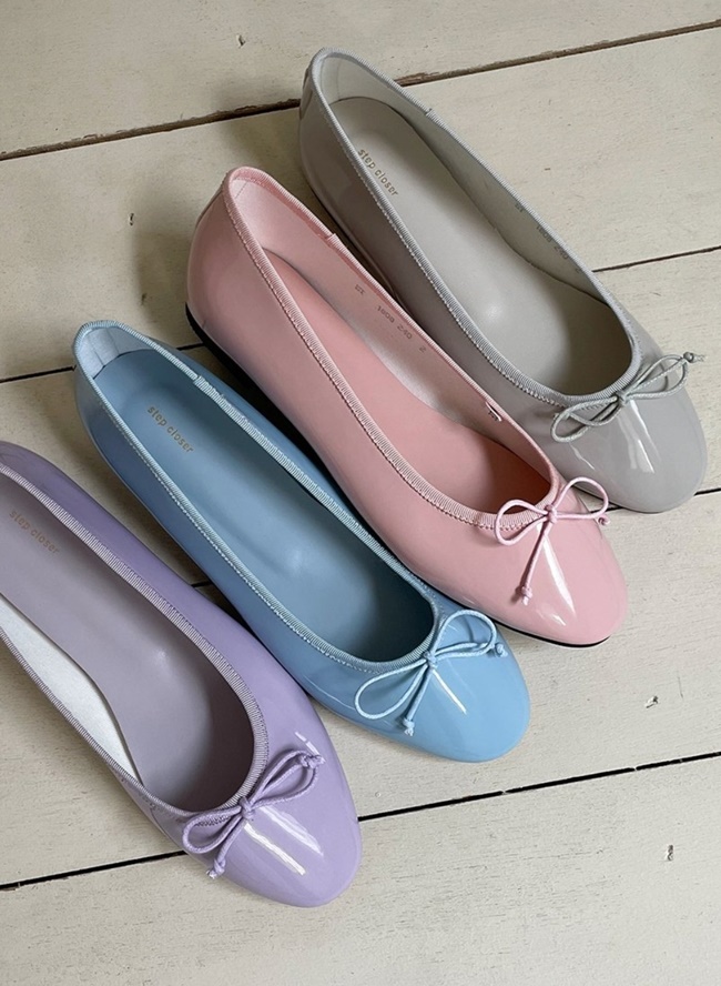 발편한 데일리 애나멜 발레리나 리본 플랫 슈즈 여성 단화