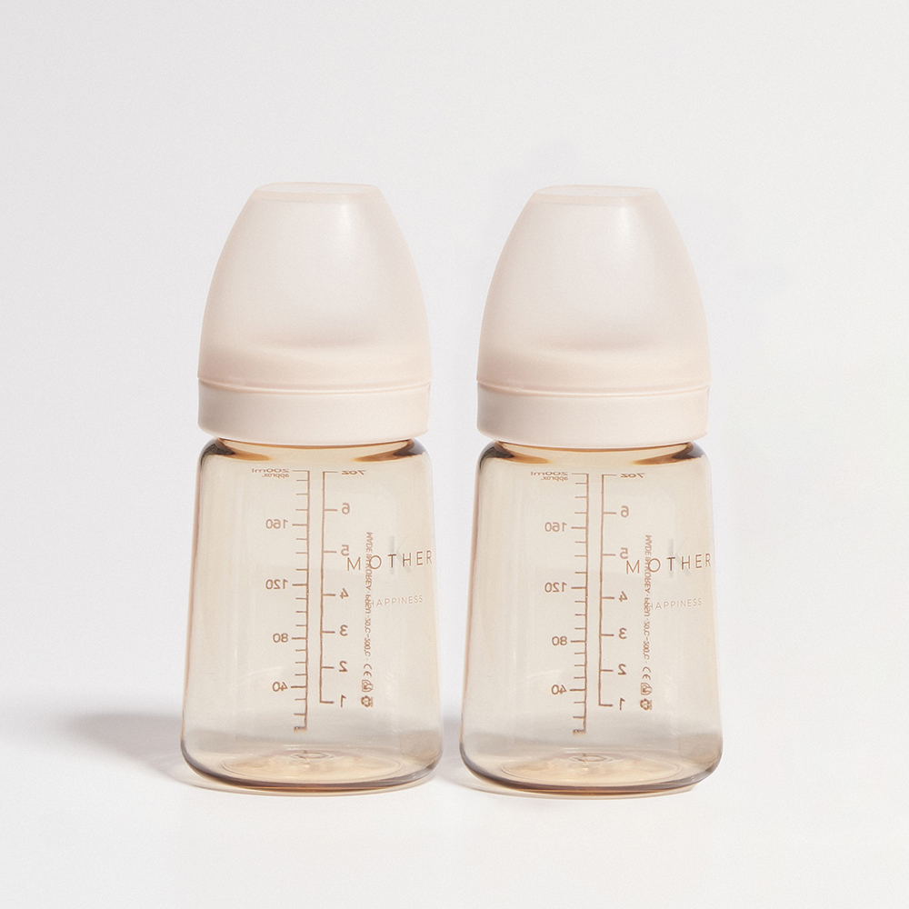 마더케이 신생아 PPSU 젖병 배앓이 방지 (노꼭지) 180ml, 2개, 크림