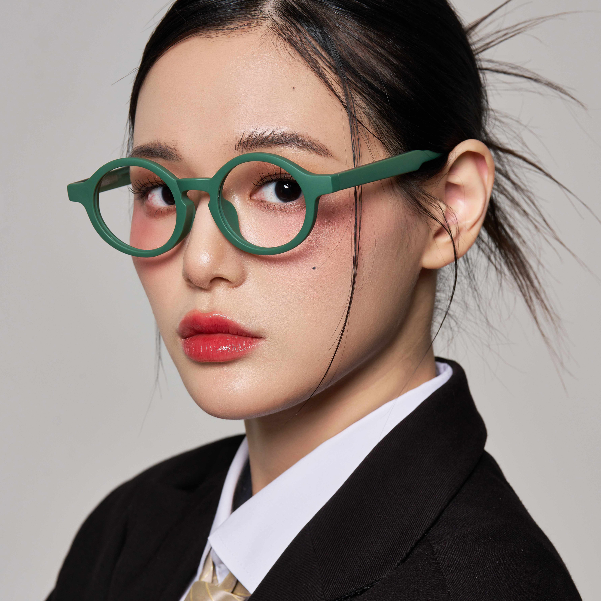 긱시크안경 블루라이트차단 두꺼운 정원형 호피 뿔테 고도근시 돋보기