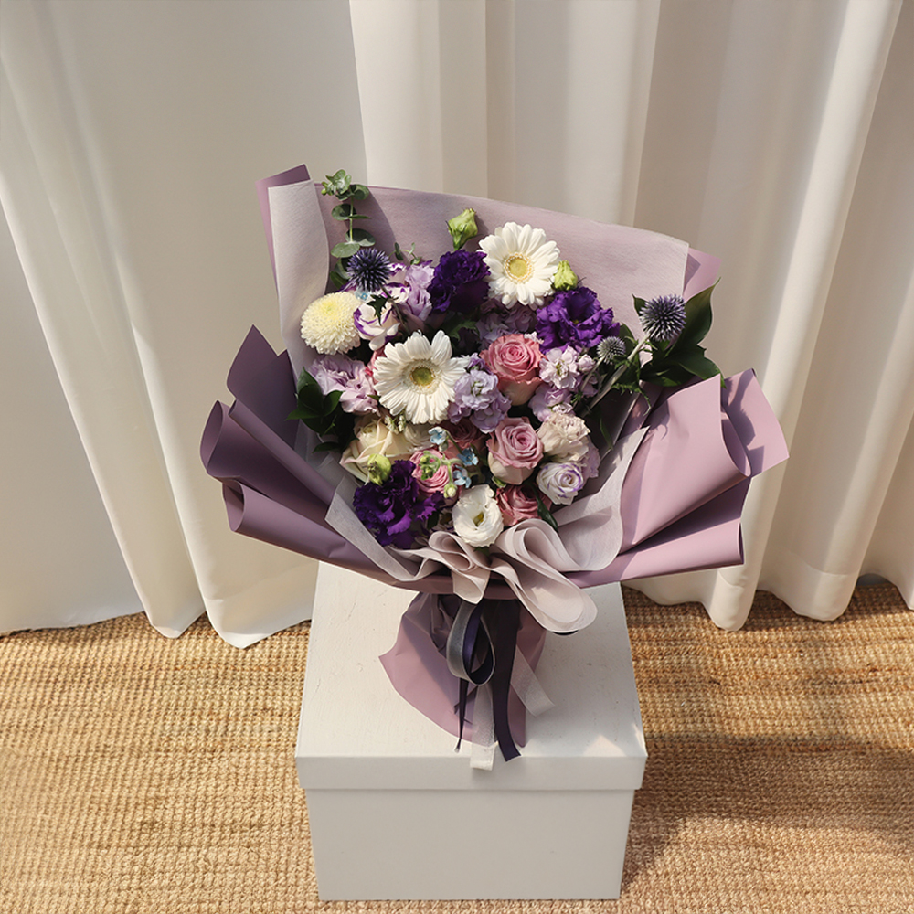 파스텔 보라 바이올렛 톤온톤 플라워 꽃다발 생화 꽃바구니 생일 기념일 프로포즈 전국꽃배달