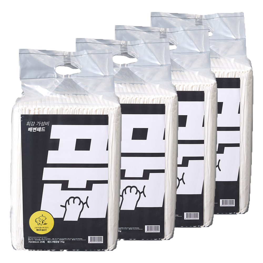 풉 배변패드 울트라 대형 76cm x 90cm 25매 x 4개 강아지패드