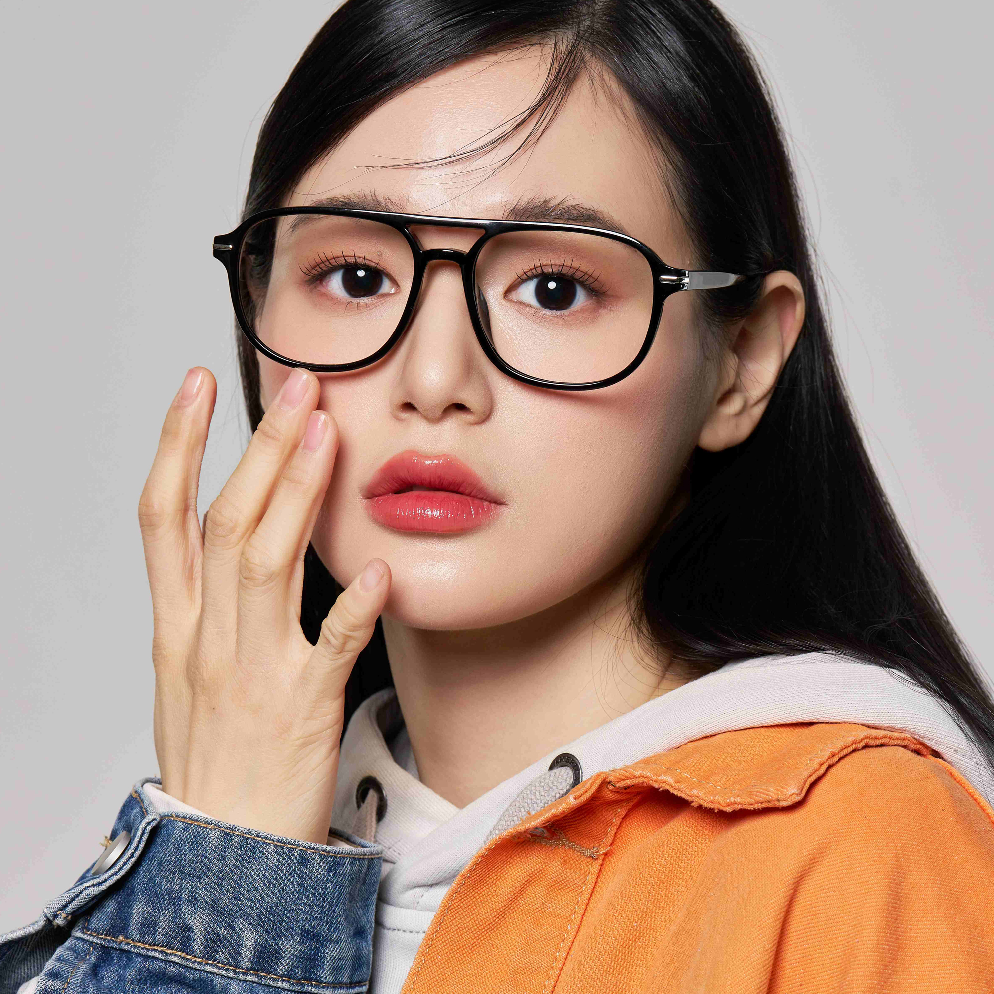 긱시크 안경 얼굴형에맞는 빅사이즈 큰얼굴 투브릿지 검정 투명 뿔테 GIFT 케이스 패키지