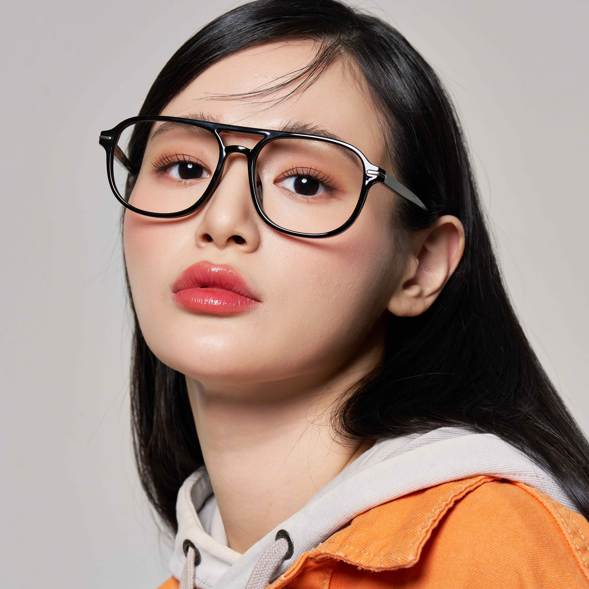 긱시크 안경 얼굴형에맞는 빅사이즈 큰얼굴 투브릿지 검정 투명 뿔테 GIFT 케이스 패키지