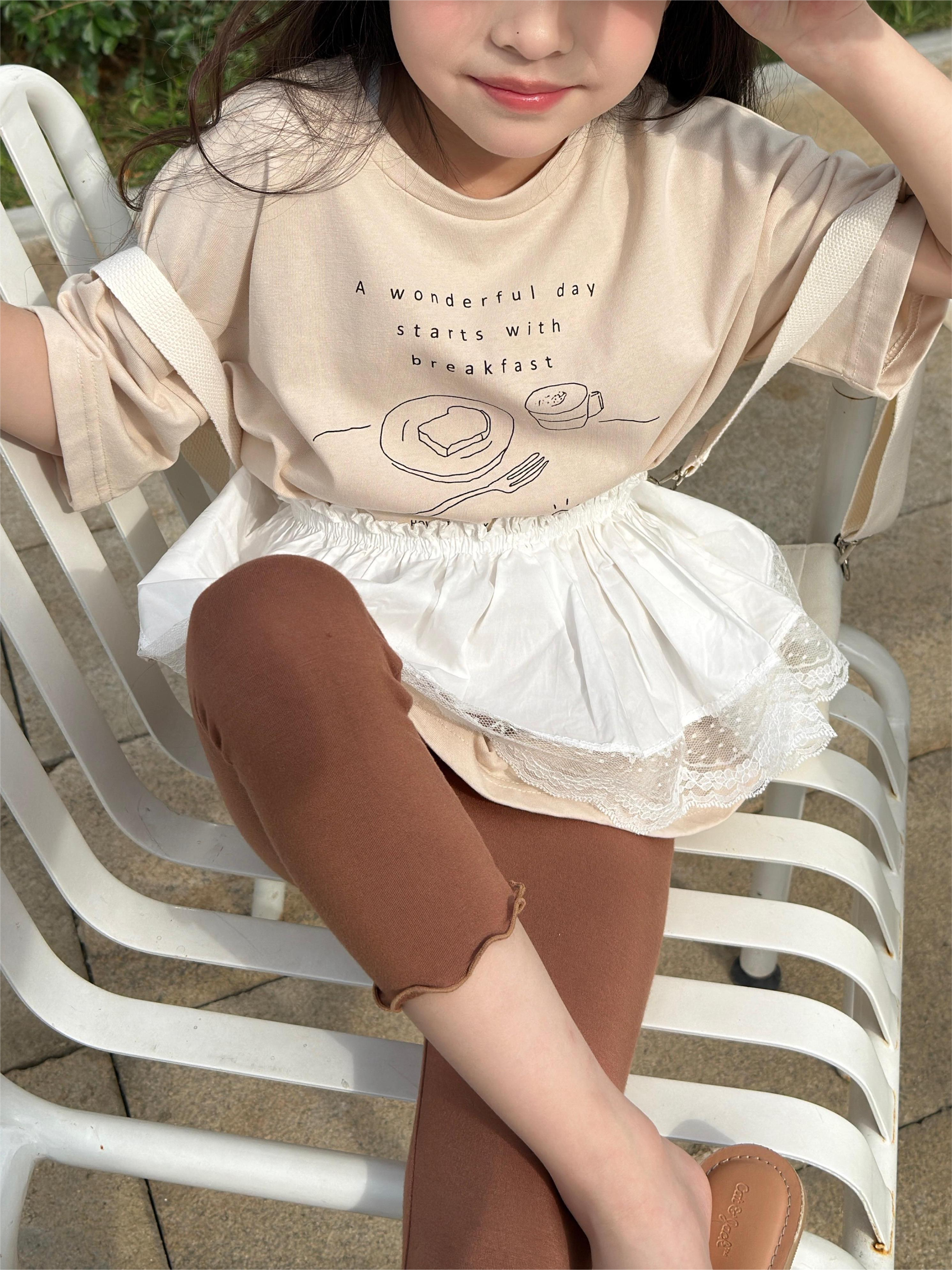 Irene's Closet 레터링 아트워크 루즈핏 반팔 롱 티셔츠 유아 주니어 봄 여름