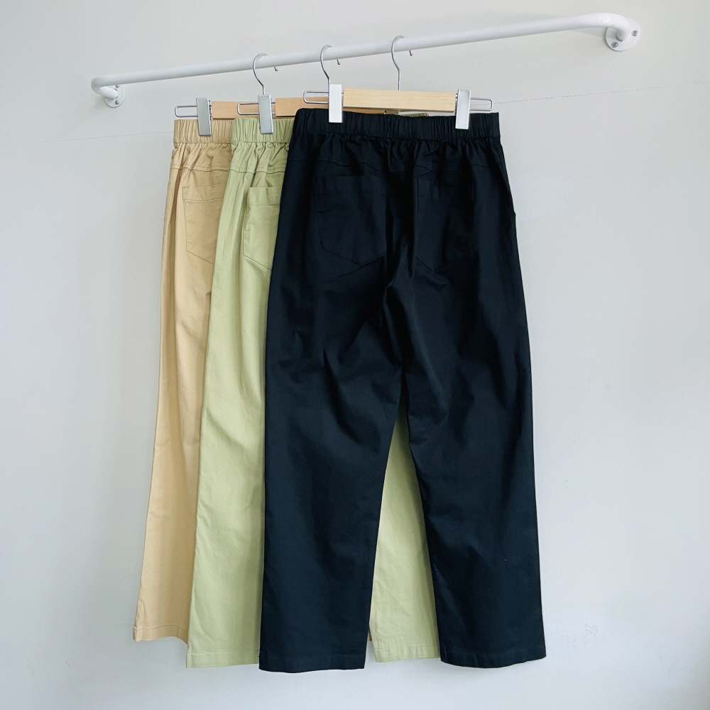 여성면바지 치노팬츠 뒷밴딩 핀턱 하이웨스트 스판 봄 가을 팬츠 - 상세 이미지 2