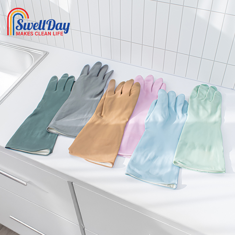 [2+2] 스웰데이 천연라텍스 고무장갑(M) 총 4켤레 컬러혼합 주방 김장 설거지 장갑