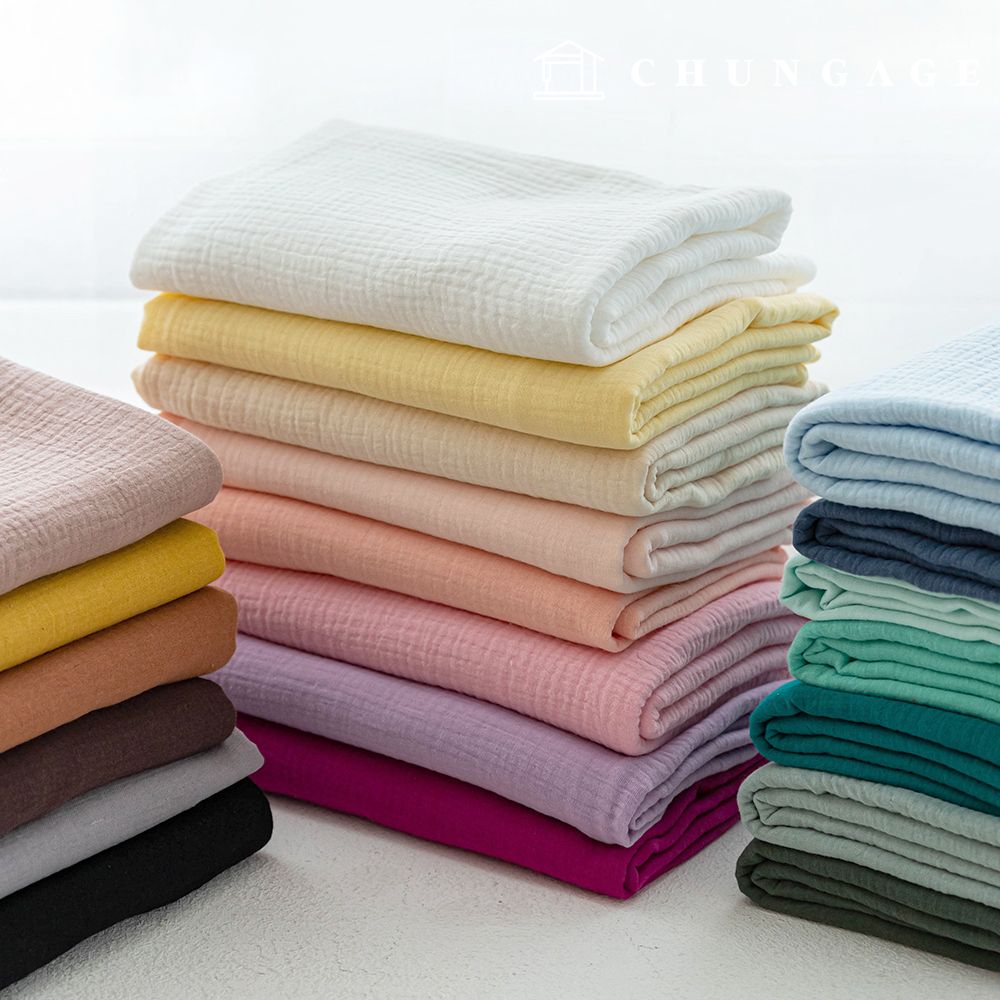 이중 요루 거즈 원단 대폭 면 워싱 천 무형광 크리미 25종 한마