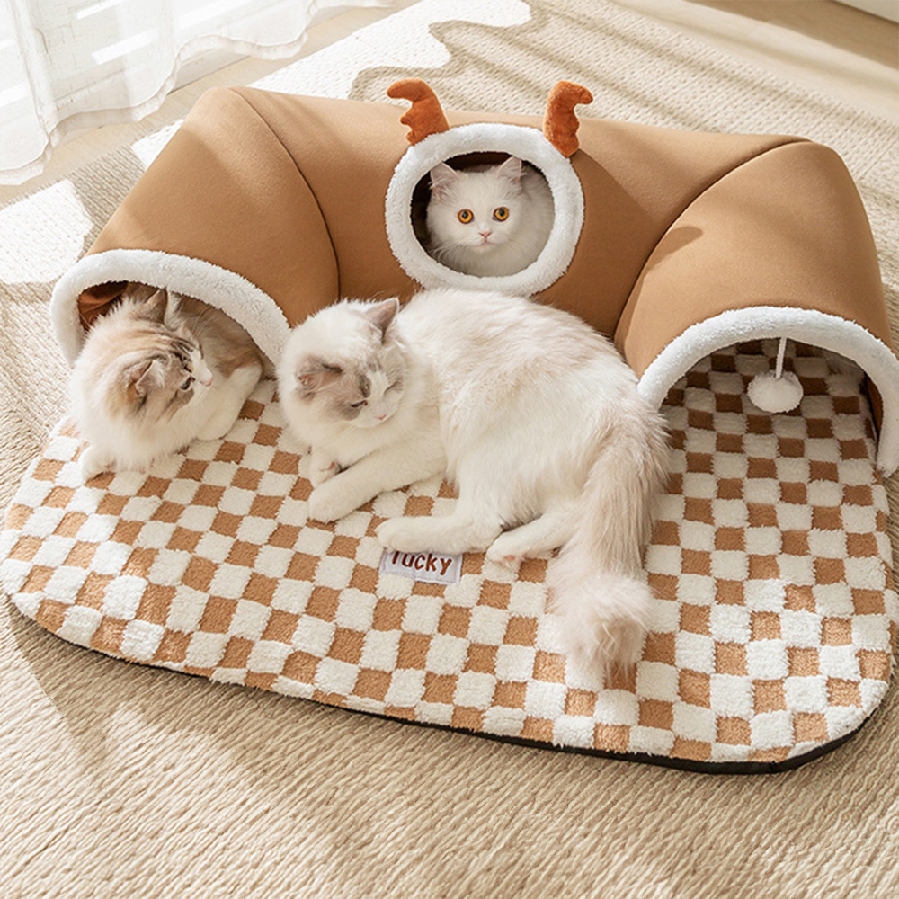개과천선 체보니 다용도 터널 고양이 놀이터 3D충전재 펫테리어 극세사 터치볼 펄그레이 - 상세 이미지 2