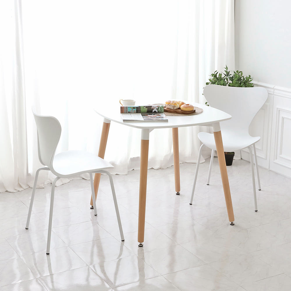 (식탁+의자 SET)템포 스퀘어 800 X 도도 화이트 사각 2인용 식탁 테이블 세트