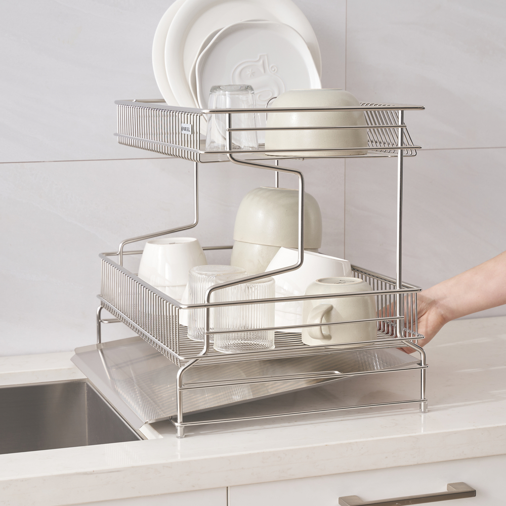 퓨어셀 물빠짐 올스텐 식기 건조대 주방 싱크대 그릇 설거지 2단 쟁반형