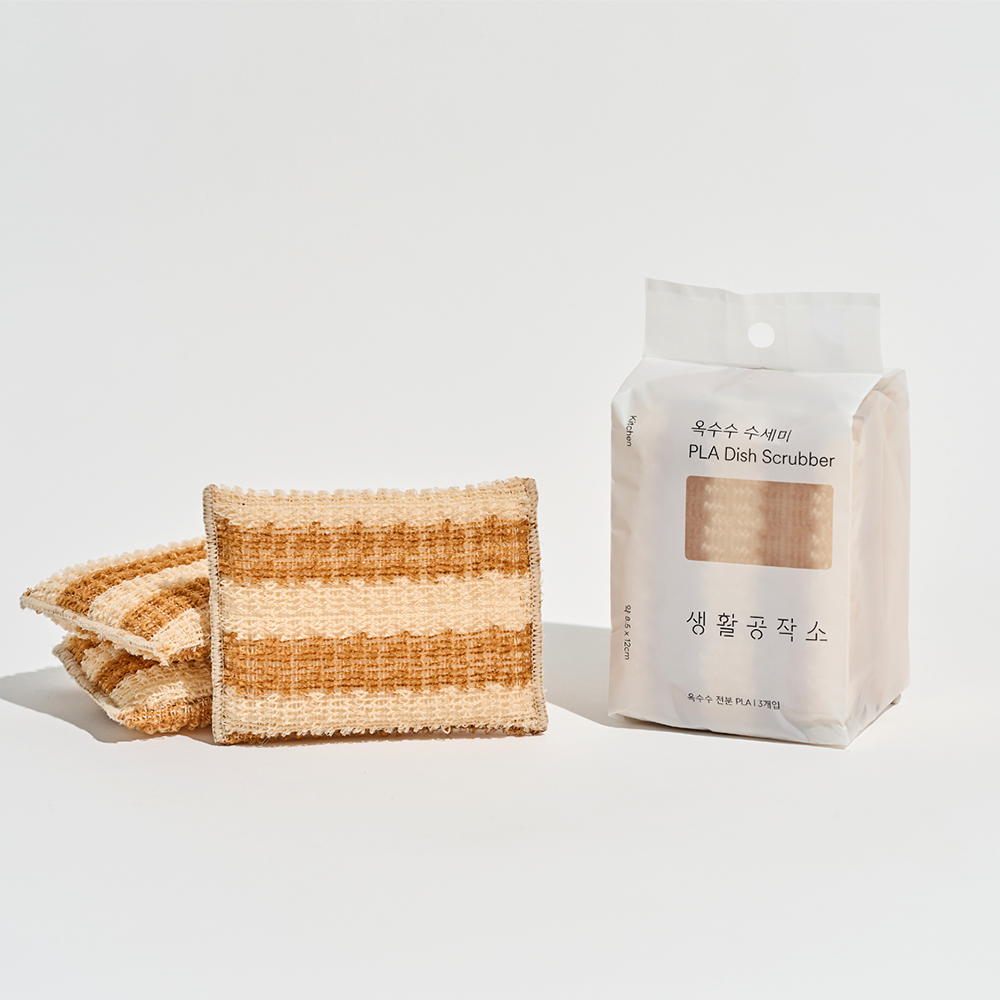옥수수 천연 설거지수세미 생분해 주방수세미 양면