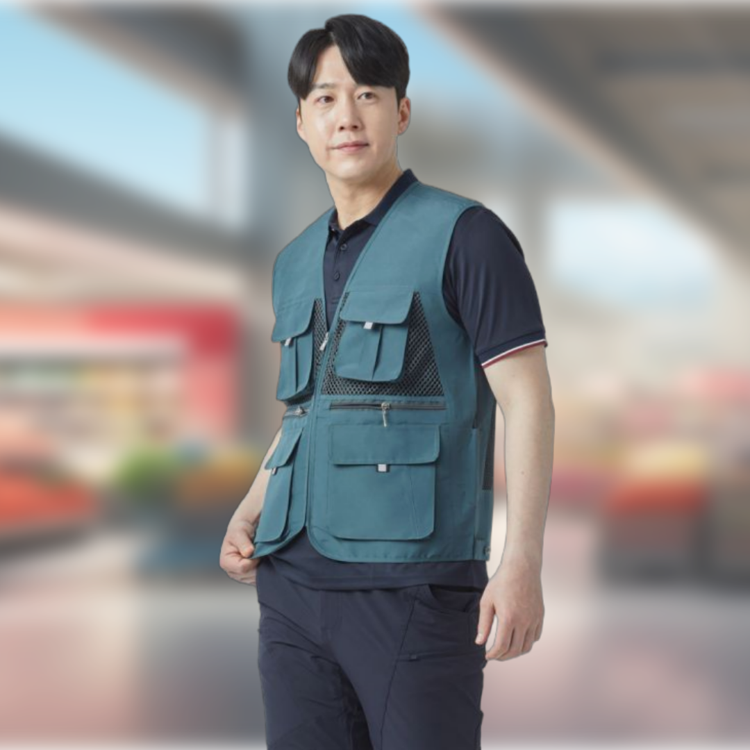 아트윈 A-957 카키그레이 고급 폴리 타스란 조끼 마트조끼 라이더 현장 작업복 회사조끼 - 상세 이미지 3