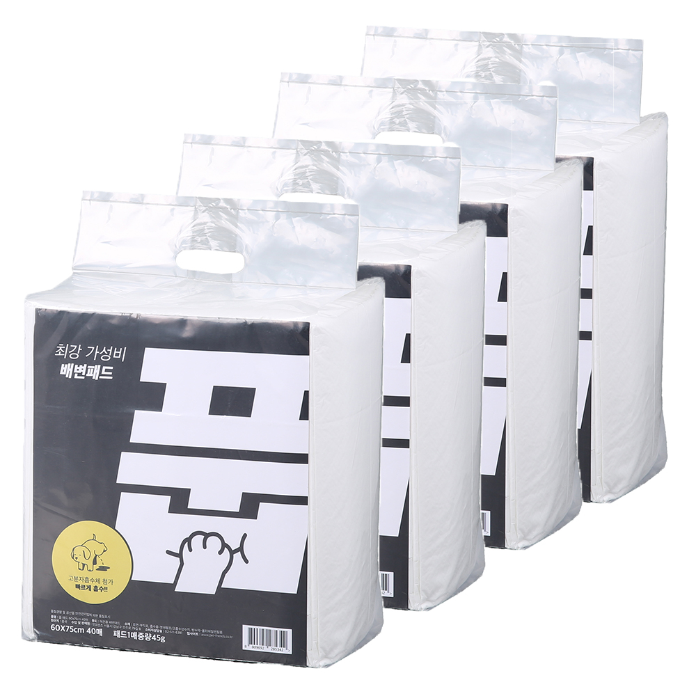 풉 배변패드 대형 60cm x 75cm 40매 x 4개 강아지패드