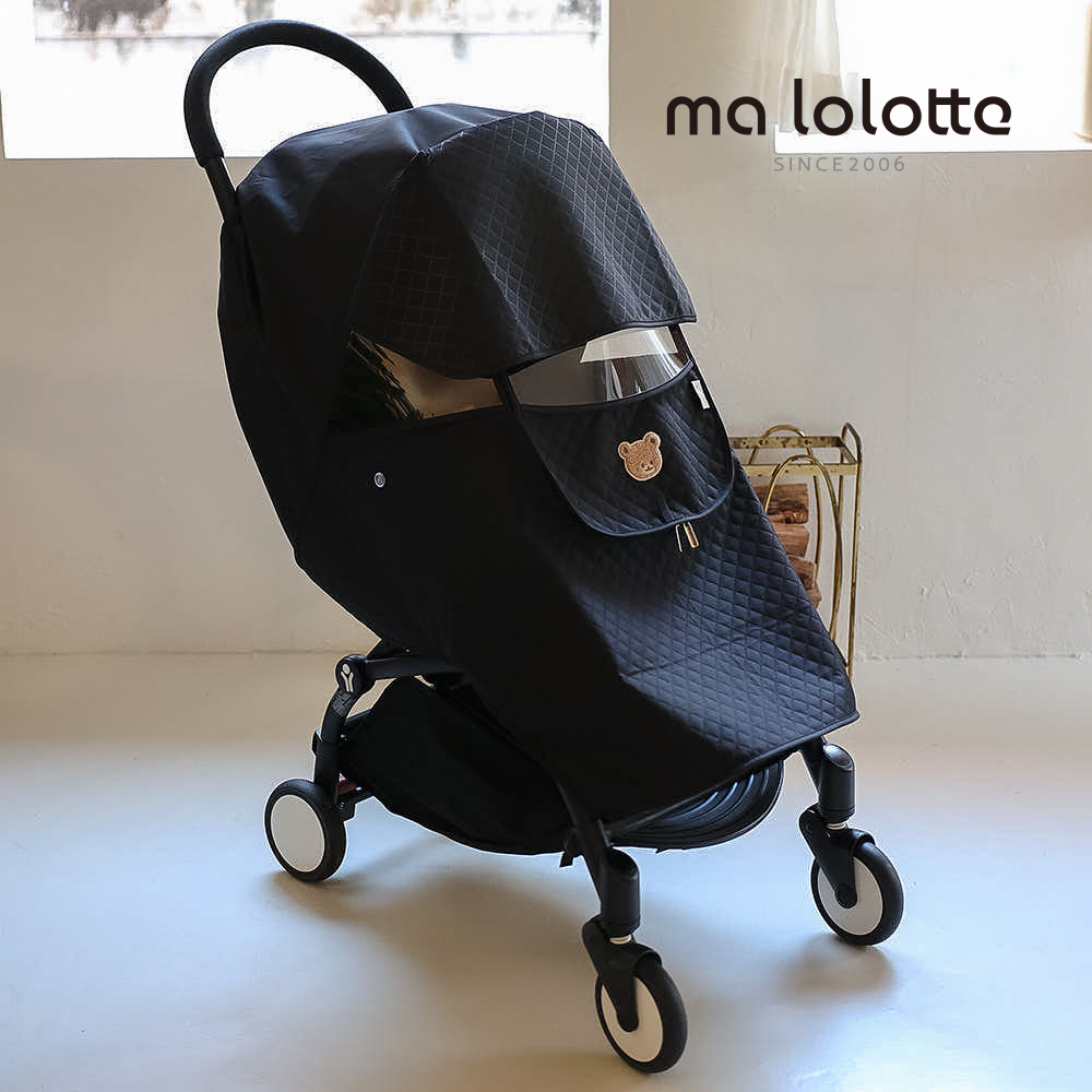 마롤로뜨 유모차 방한커버 겨울 덮개 햇빛가리개 초코베어 블랙 범용