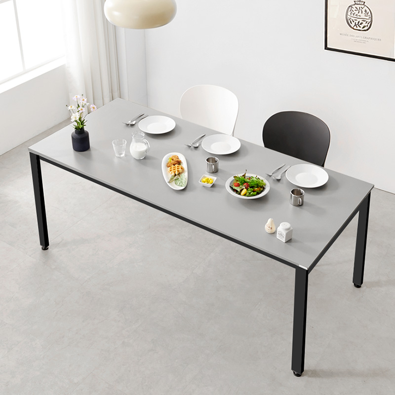 e스마트 스틸 거실 주방 카페 식탁 테이블 4인 1200x600 화이트 라운드상판 사각다리