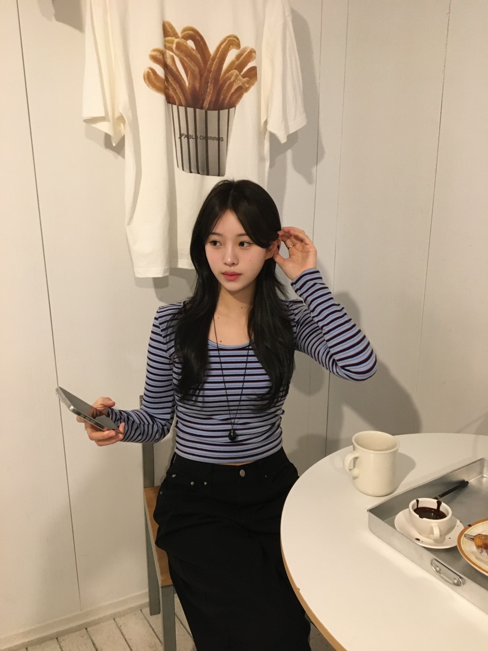 버논 블랙 스트레이트 와이드 코튼 팬츠 (1color) 상세 이미지 8