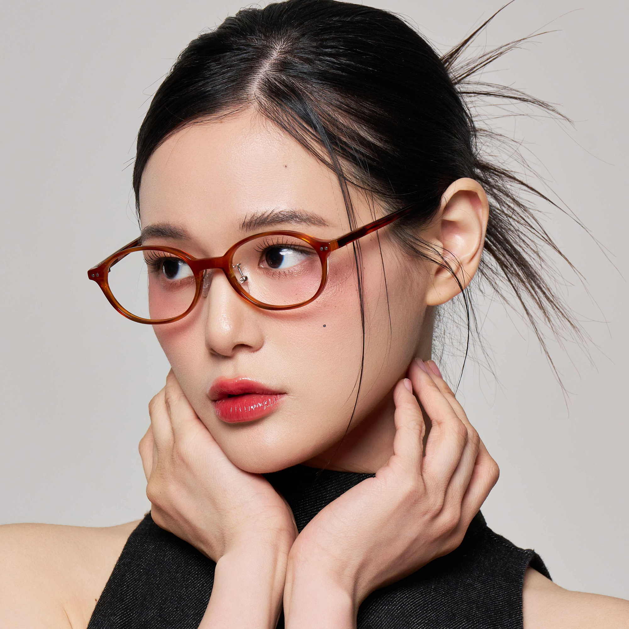 긱시크안경 오벌형 호피 뿔테안경 블루라이트차단