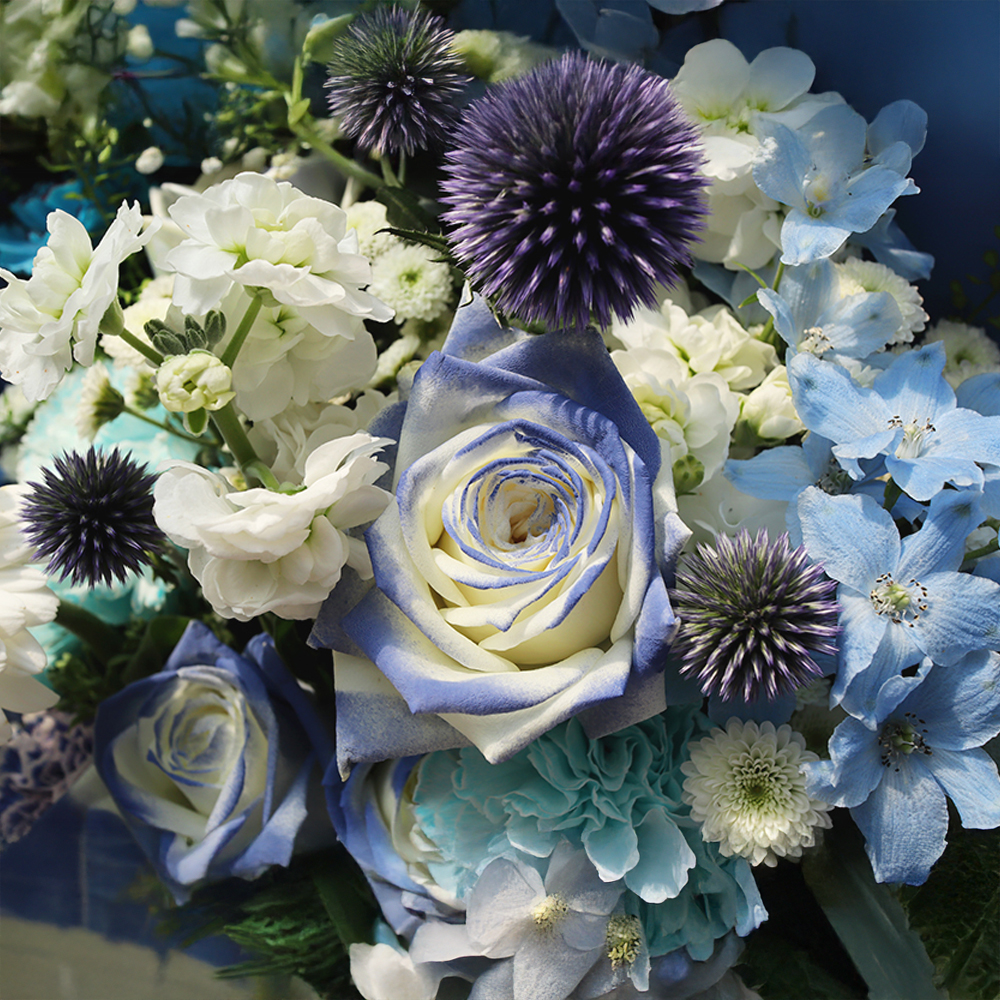 파스텔 블루 파란꽃 톤온톤 플라워 꽃다발 생화 꽃바구니 생일 기념일 프로포즈 전국꽃배달