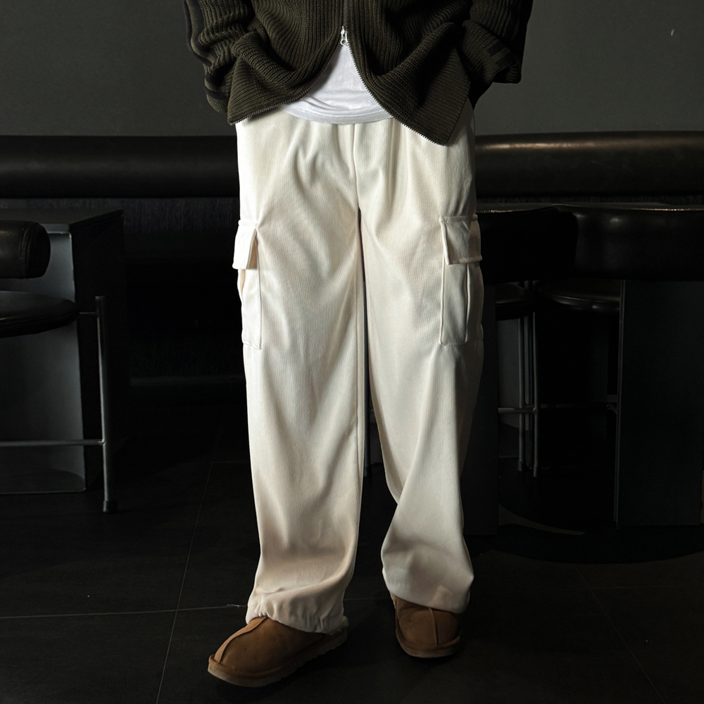 1+1 남자코듀로이팬츠 와이드카고팬츠 골덴바지 - 상세 이미지 4