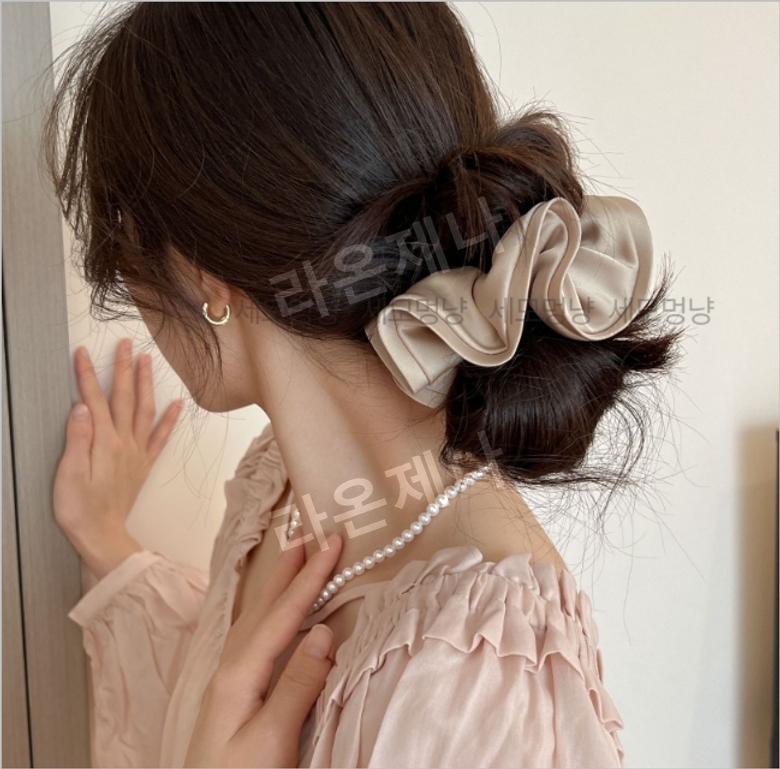 라온제나 세모멍냥 무드 헤어 곱창밴드 머리끈 스크런치 고무줄 모카 : 라온제나스토어
