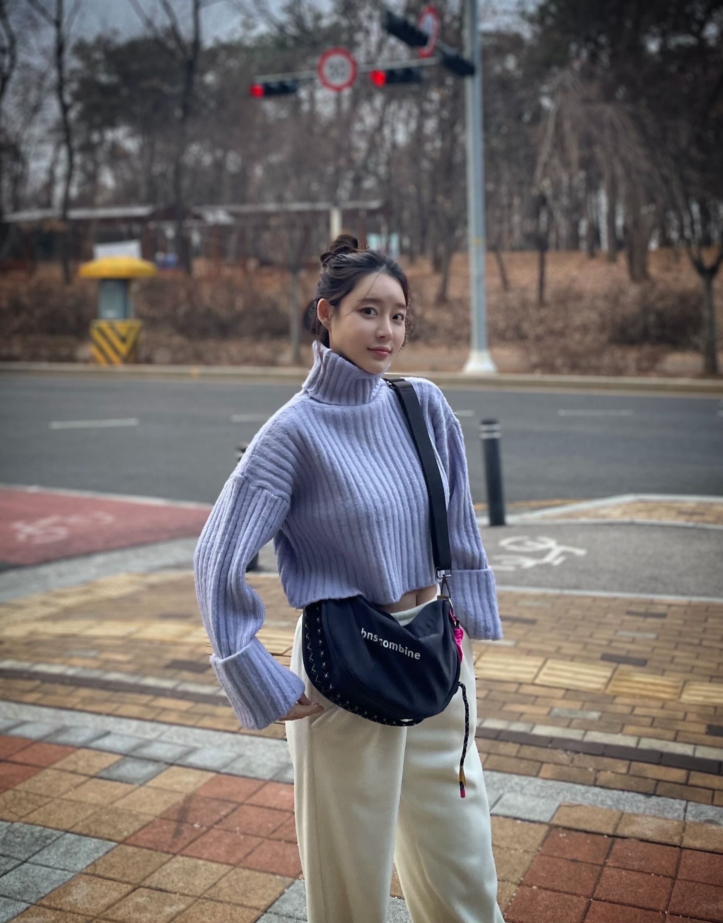 mddas 도난방지 여행용 크로스백 반달 보부상 유럽여행가방 슬링백 크로와상 나일론 미니