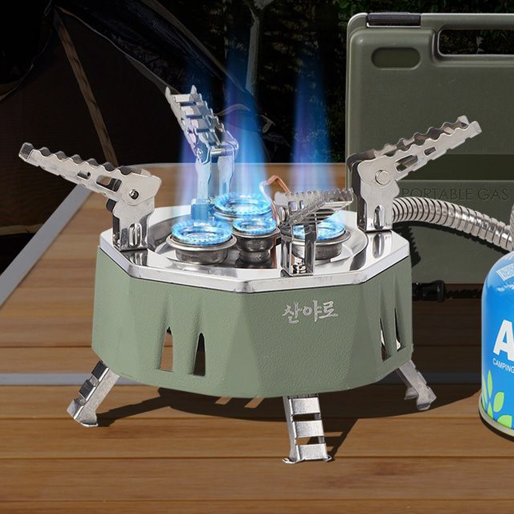해바라기 버너 이소가스 부탄 캠핑용 강염 어댑터 고화력 스테이션 원형