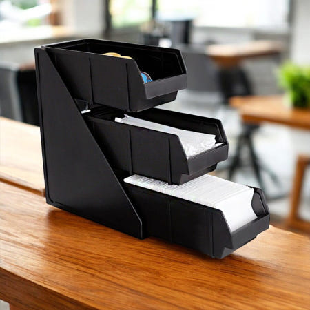 3단 디스펜서 무인카페 매장 오피스 탕비실 냅킨 빨대 캡슐 보관 정리