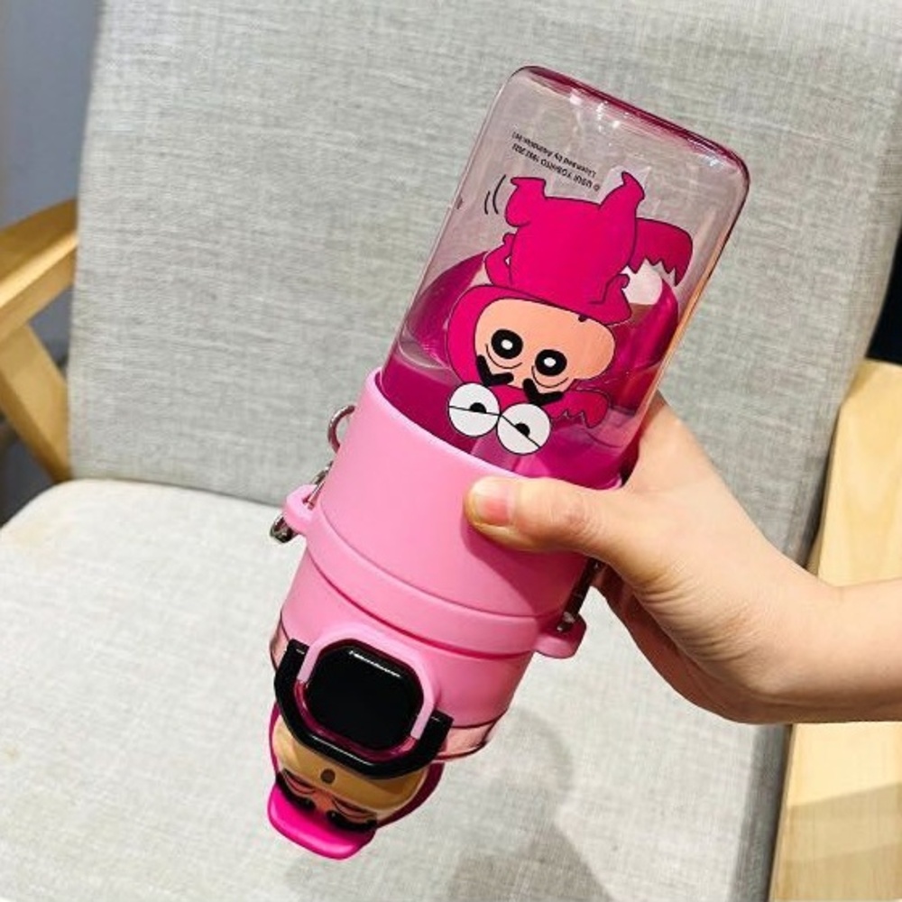 짱구 캐릭터 피규어 빨대 물통 귀여운 어린이집 어린이 유치원 초등 물병 650ml 퍼플 - 상세 이미지 5