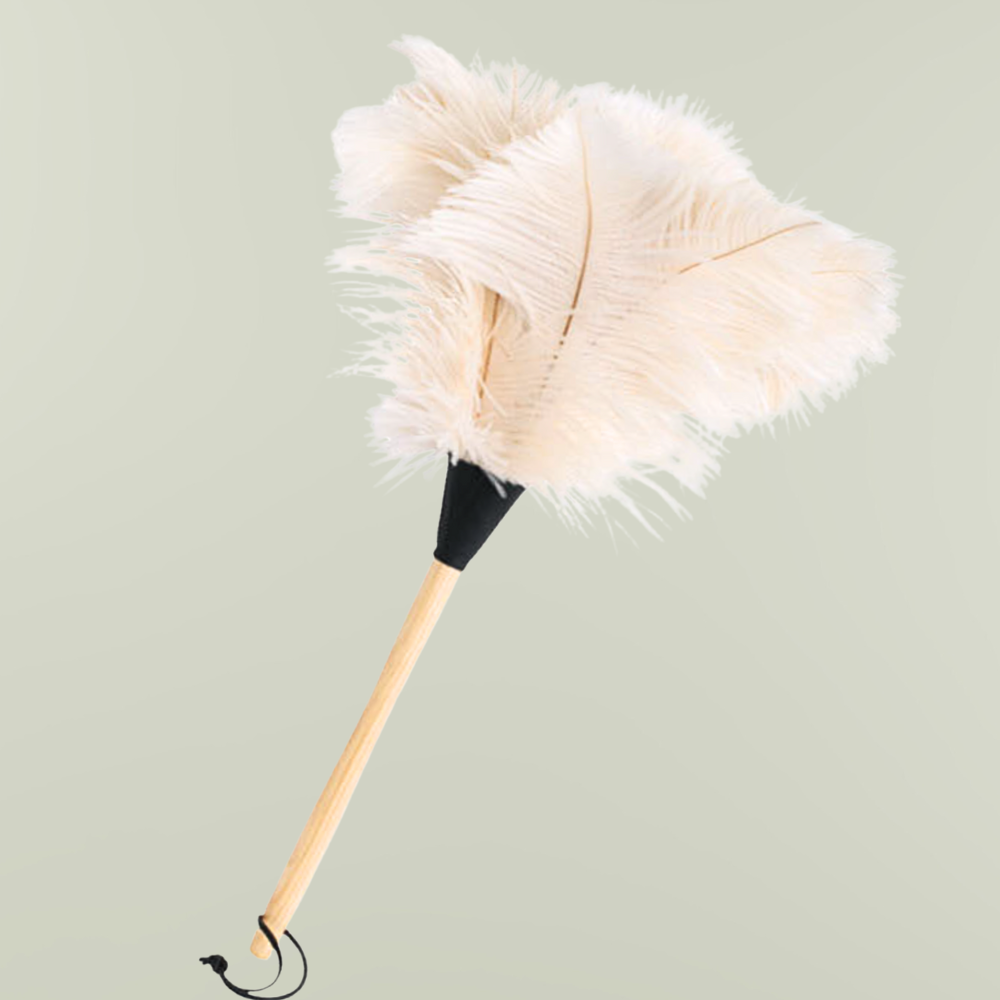 레데커 타조털 먼지털이개 깃털떨이개 먼지떨이개 화이트 50cm