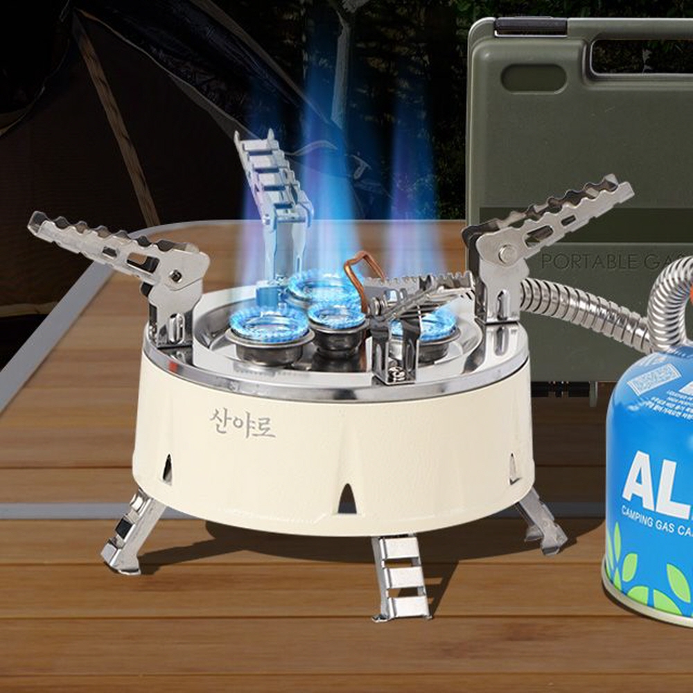 해바라기 버너 이소가스 부탄 캠핑용 강염 어댑터 고화력 스테이션 원형