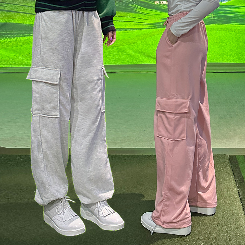 키작녀조거팬츠 여성카고조거팬츠 고무줄 하이웨스트 밴딩 와이드 건빵 - 상품 이미지