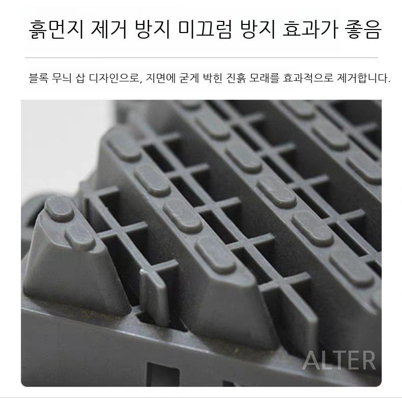 호텔 출입구 매트 미끄럼방지 야외용 흙털이 현관 카펫 발매트 퓨어 그레이 105x105cm - 상세 이미지 3